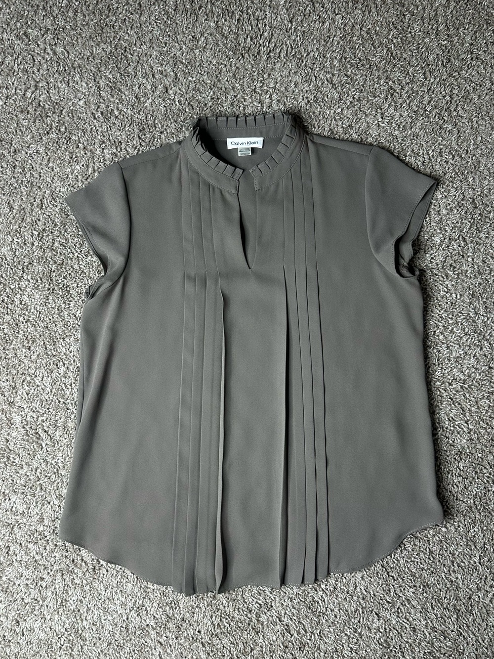 Calvin Klein Brown Pleated Cap Sleeve Top
